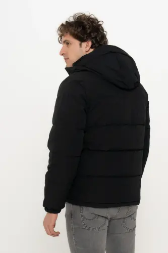 Erkek Kapüsonlu Fermuarli Puffer Mont - Otto - Black 
