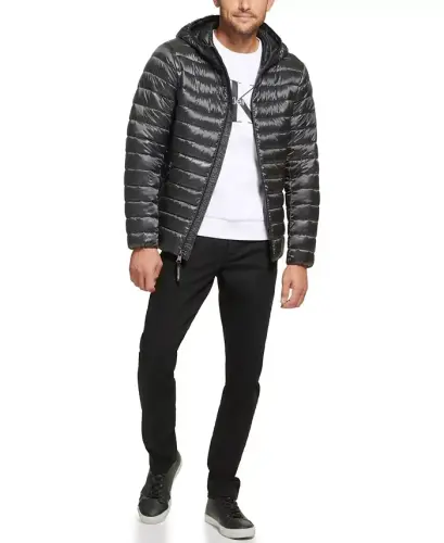 Men's Hooded & Quilted Packable Jacket-Granite Iridescent - CALVIN KLEIN (1)