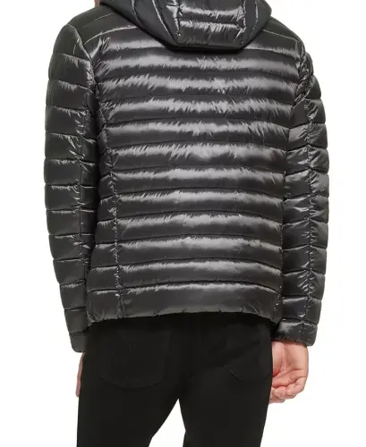 Men's Hooded & Quilted Packable Jacket-Granite Iridescent - 5