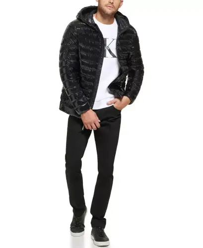 Men's Hooded & Quilted Packable Jacket-Shiny Black - CALVIN KLEIN (1)