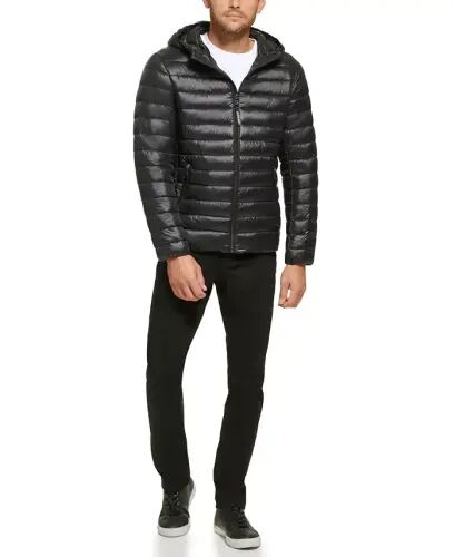 Men's Hooded & Quilted Packable Jacket-Black - CALVIN KLEIN (1)