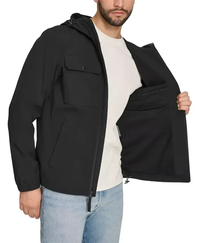 Men's Hooded Rain Jacket - Black - 4