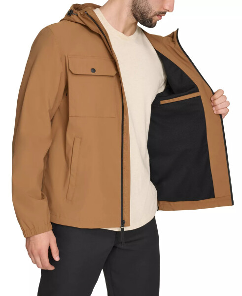Men's Hooded Rain Jacket-Brown - 4