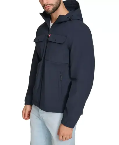 Men's Hooded Rain Jacket - Navy - 3