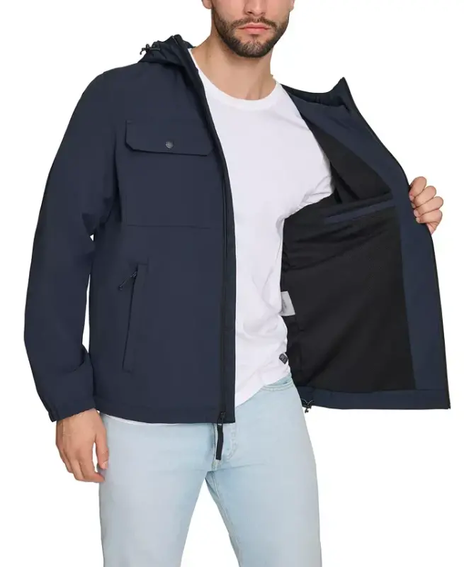 Men's Hooded Rain Jacket - Navy - 4
