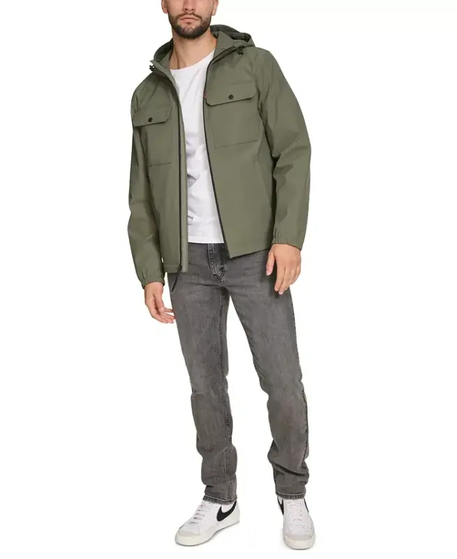 Men's Hooded Rain Jacket - Sage Green - 6