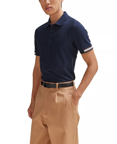 Erkek Kauçuk Logolu Regular Fit Polo Tişörtü Koyu Mavi - 5