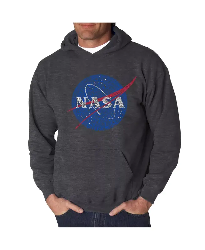 Men's Word Art Hoodie - Nasa Meatball Logo - Dark Gray - 2