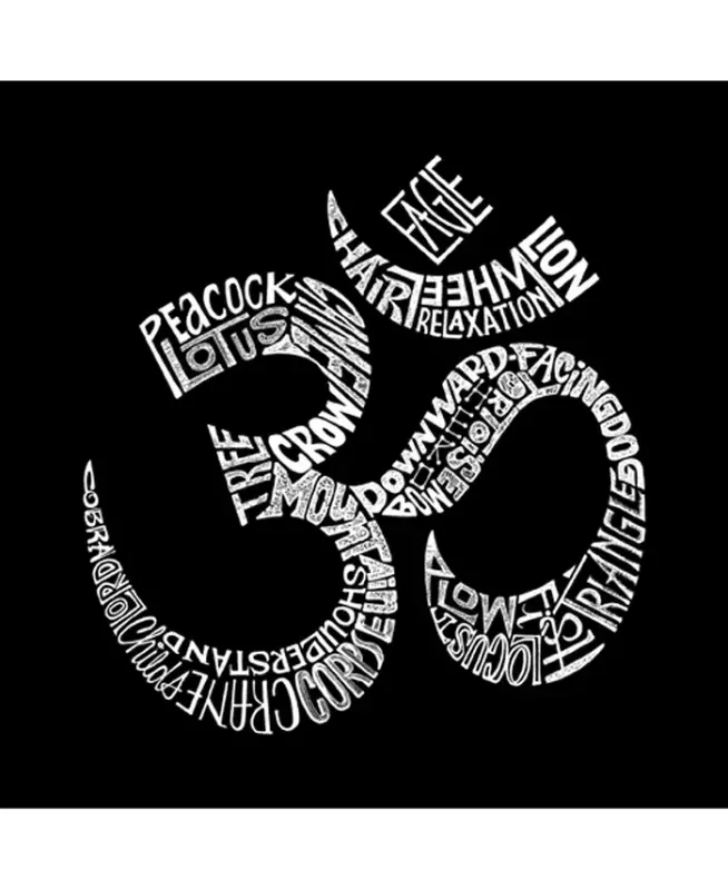 Men's Word Art Long Sleeve T-Shirt- Poses Om - Black - 2