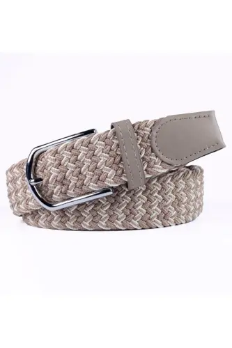 Erkek Kemer 3.50 Cm Örgülü Elastik Streç Özellikli - KREM DESENLİ - 4