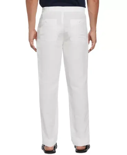 Men's Linen Blend Drawstring Pant-Brilliant White - CUBAVERA (1)
