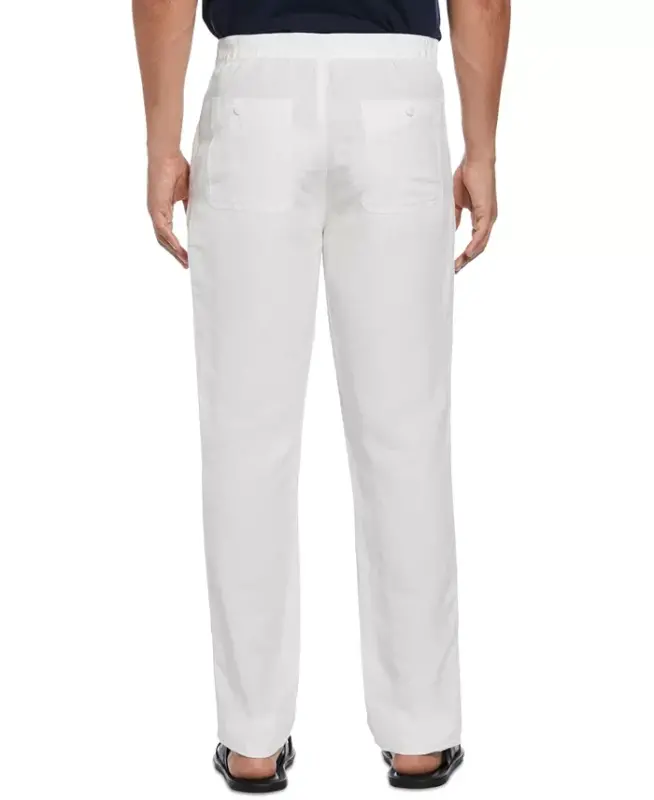 Men's Linen Blend Drawstring Pant-Brilliant White - 2