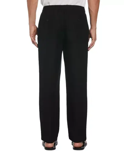 Men's Linen Blend Drawstring Pant - Jet black - 2