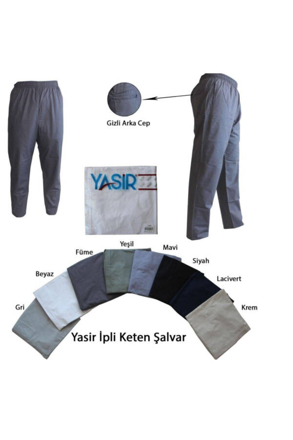 Erkek Keten Şalvar Pantolon - Hac Umre Pantolonu - Krem Renk - 2 Numara - 3