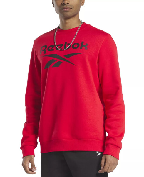 Erkek Kimlik Polar Yığılmış Logo Yuvarlak Yaka Sweatshirt Kırmızı / Siyah - 4