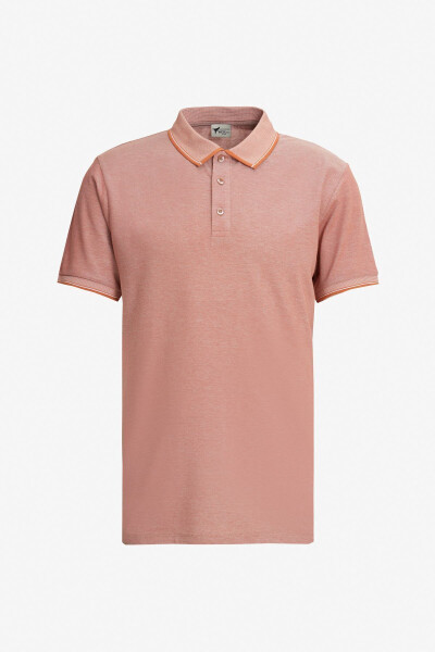 Erkek Kiremit-nar Çiçeği-mor 3'lü Çekmeyen Pamuklu Slim Fit Kıvrılmaz Polo Yaka Tişört-KIREMIT - 6