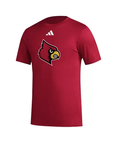 Erkek Kırmızı Louisville Cardinals Birincil Soyunma Odası Logo Maç Öncesi AEROREADY Tişört-Kırmızı - ADIDAS (1)