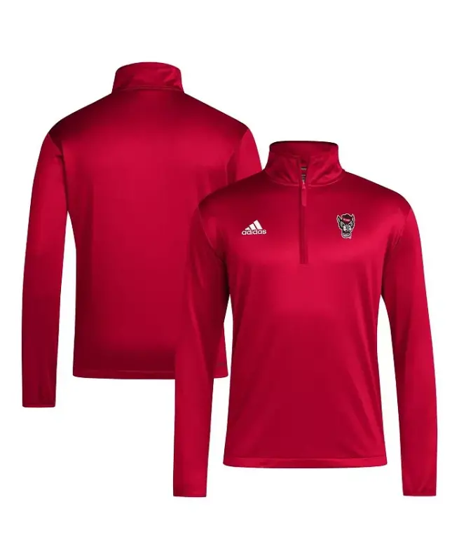 Men's Red NC State Wolfpack Coaches Sideline Quarter-Zip Top - Red - ADIDAS