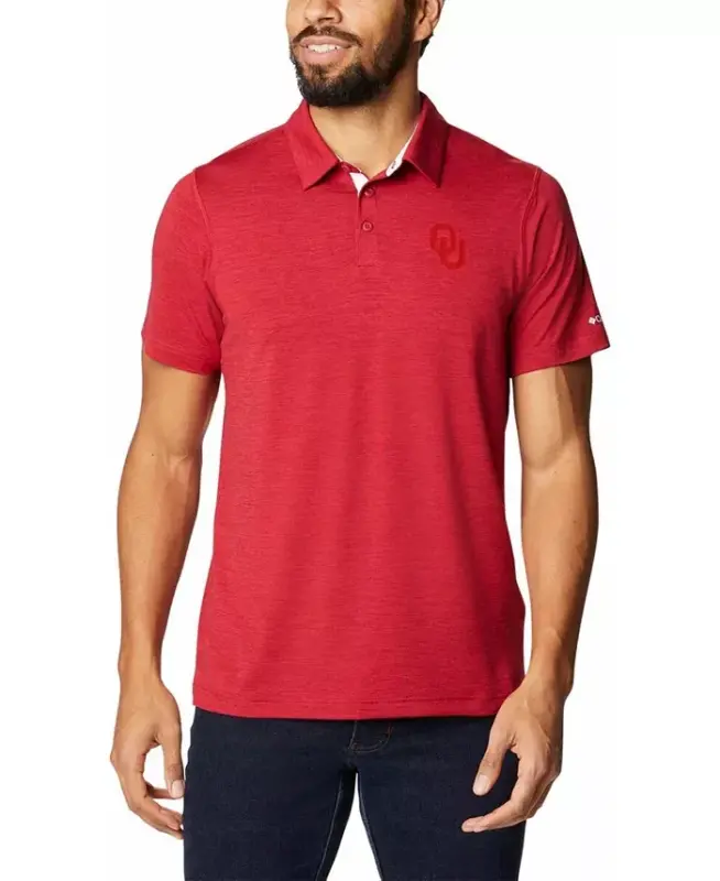 Men's Crimson Oklahoma Sooners Tech Trail Space Dye Omni-Shade Polo-Crimson - 4