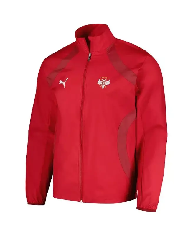 Men's Red Serbia National Team 2024 Pre-Match Full-Zip Hoodie Jacket - Red - 2