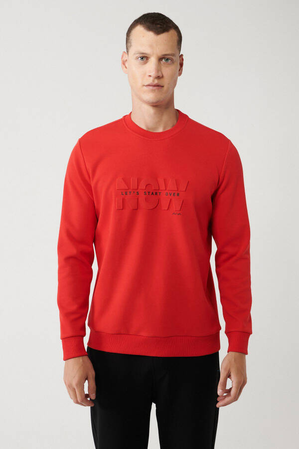 Erkek Kırmızı Unisex Sweatshirt - 11