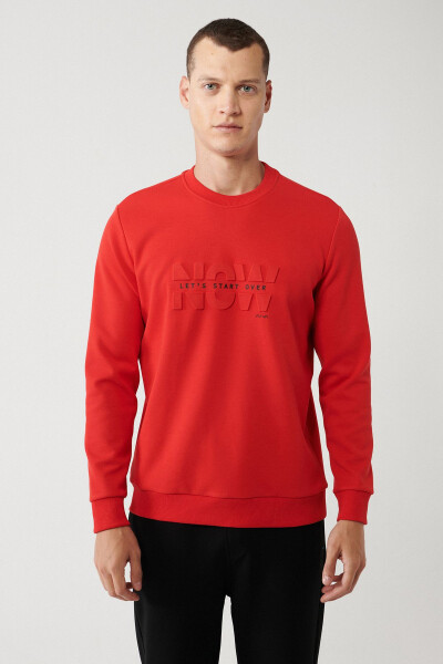 Erkek Kırmızı Unisex Sweatshirt - 5