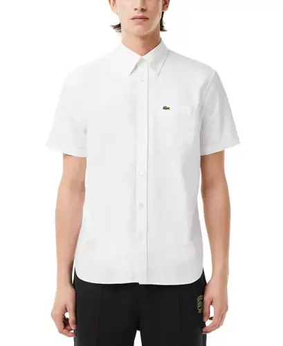 Men's Short Sleeve Button-Down Oxford Shirt - 001 - White - 1