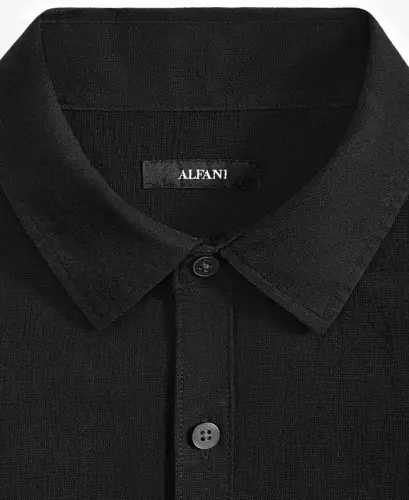 Men's Short-Sleeve Solid Textured Shirt, Created for Modazone - Deep Black - 3