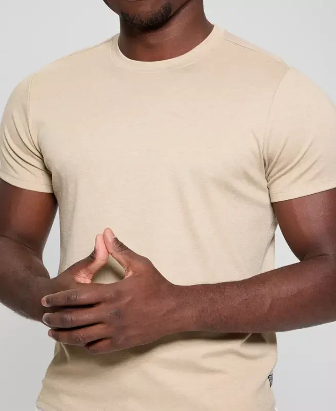 Men's Short Sleeve Solid Granada Crew Shirt-Tan - 3