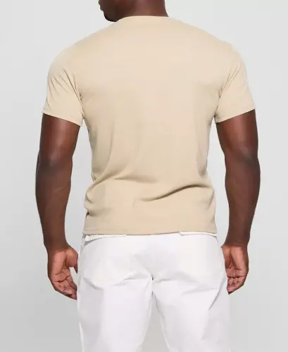 Men's Short Sleeve Solid Granada Crew Shirt-Tan - 4