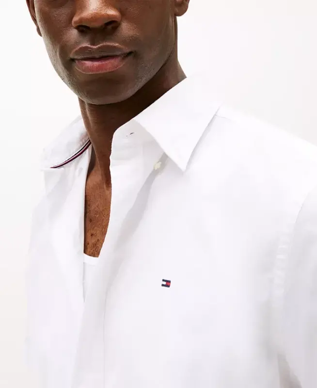 Men's Short Sleeve Flex Poplin Regular Fit Shirt - Optic White - 3