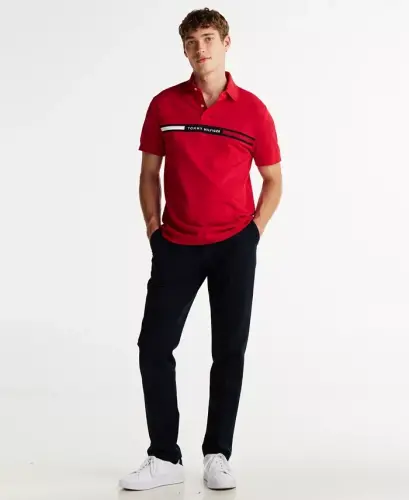 Men's Classic-Fit Embroidered Chest Insert Polo Shirt - Medium Red - 2