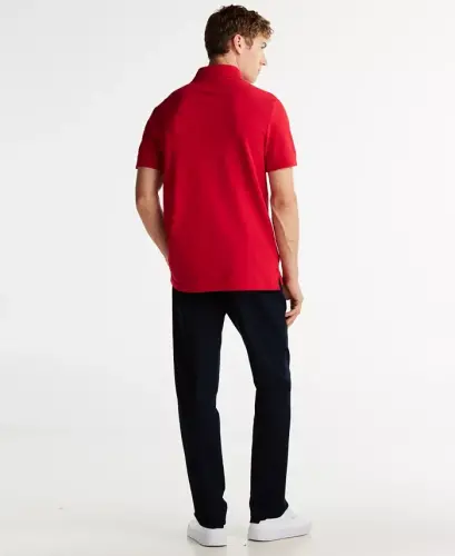 Men's Classic-Fit Embroidered Chest Insert Polo Shirt - Medium Red - 4