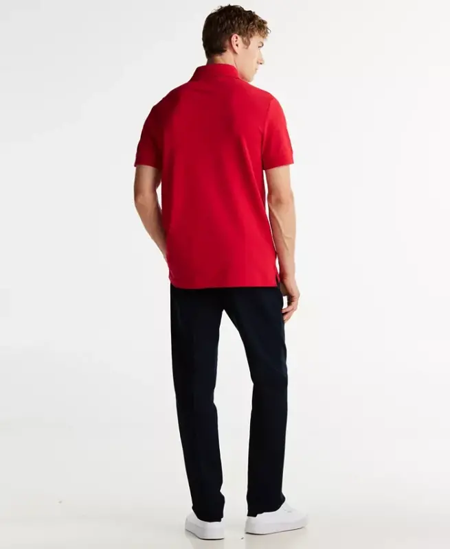 Men's Classic-Fit Embroidered Chest Insert Polo Shirt - Medium Red - 4