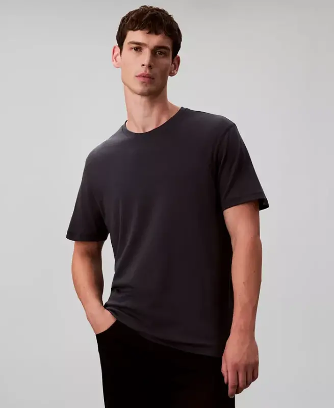 Men's Short Sleeve Supima Cotton Interlock T-Shirt-Dark Sapphire - CALVIN KLEIN