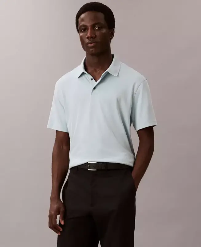 Men's Short-Sleeve Supima Polo Shirt - Winter Sky - CALVIN KLEIN