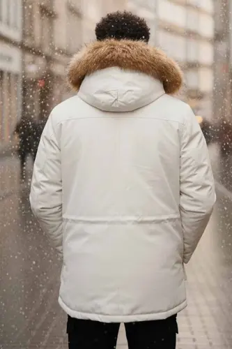 Erkek KIşlık Beyaz Mont Kaban-BeyazS - 3