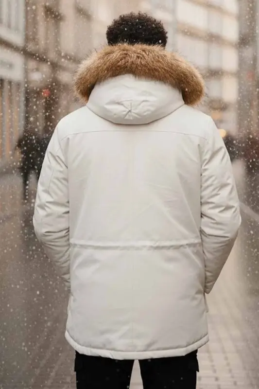 Erkek KIşlık Beyaz Mont Kaban-BeyazS - 3