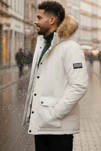 Erkek KIşlık Beyaz Mont Kaban-BeyazS - BAD BEAR (1)