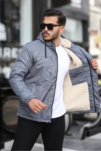 ERKEK KIŞLIK MONT KÜRKLÜ CEKET & KABAN MONT-füme - 3