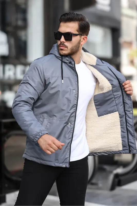 ERKEK KIŞLIK MONT KÜRKLÜ CEKET & KABAN MONT-füme - 3