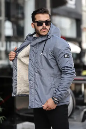 ERKEK KIŞLIK MONT KÜRKLÜ CEKET & KABAN MONT-füme 