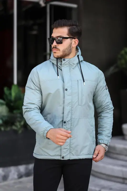 ERKEK KIŞLIK MONT KÜRKLÜ CEKET & KABAN MONT-mint yeşili - 3