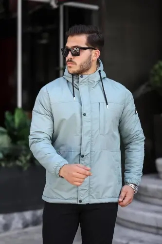 ERKEK KIŞLIK MONT KÜRKLÜ CEKET & KABAN MONT-mint yeşili - 3