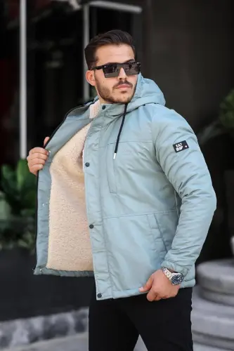 ERKEK KIŞLIK MONT KÜRKLÜ CEKET & KABAN MONT-mint yeşili - GENEL MARKALAR (1)