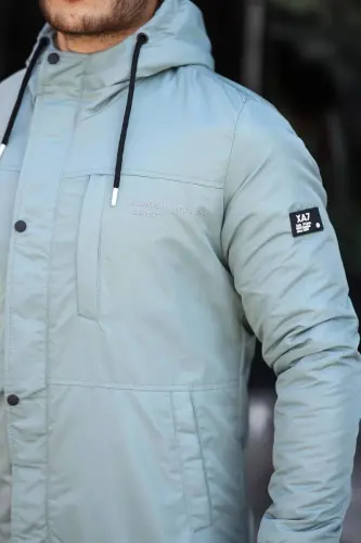 ERKEK KIŞLIK MONT KÜRKLÜ CEKET & KABAN MONT-mint yeşili - 4