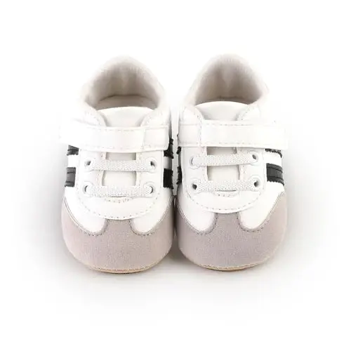 Baby Boys Girls Leather PRE-Walking Sneakers Toddler Anti-Slip Rubber Sole Infant Lightweight First Step Shoes - 3