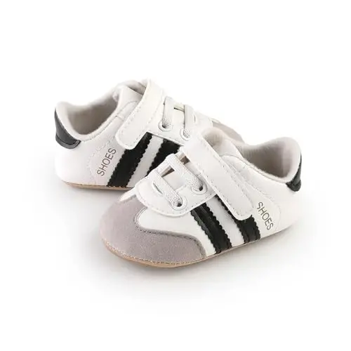 Baby Boys Girls Leather PRE-Walking Sneakers Toddler Anti-Slip Rubber Sole Infant Lightweight First Step Shoes - BABY (1)