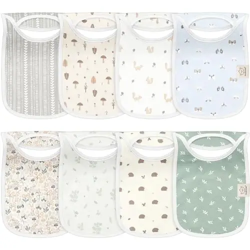 8-Pack Baby Bibs for Boys, Girls - Pullover Bibs for Drooling Teething Baby Girl & Boy Toddler, Newborn, Soft & Absorbent, Cute Colors, Large Torso Coverage Keep Infant Clean & Dry (Prairie) - 8-PACK