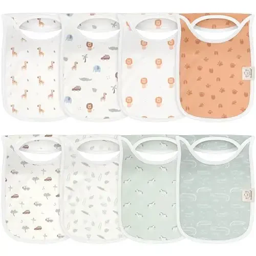 8-Pack Baby Bibs for Boys, Girls - Pullover Bibs for Drooling Teething Baby Girl & Boy Toddler, Newborn, Soft & Absorbent, Cute Colors, Large Torso Coverage Keep Infant Clean & Dry (Wilderness) - 1